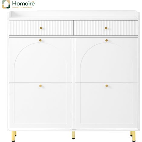 Flur- Garderobenschrank MDF weiß 106.5 x 25 x 105.5 cm HOMAIRE (1/5)
