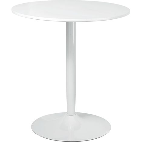 Runder weißer Esstisch Ø70 x 75 cm aus MDF mit Stahlgestell (1/5)