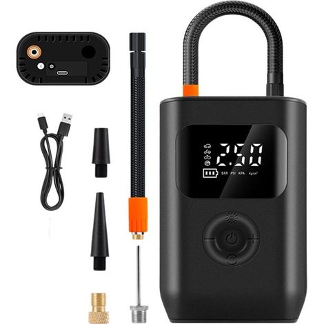 Pompe à air portable numérique rechargeable pour voiture, moto et vélo - Noir - Gonfleur intelligent (1/5)