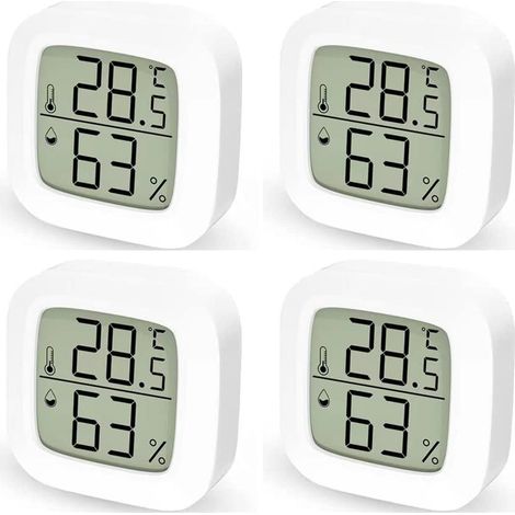 Indoor Thermometer for Home, Set of 4 Digital Thermometer Hygrometer, Digital Thermometer for Bedroom