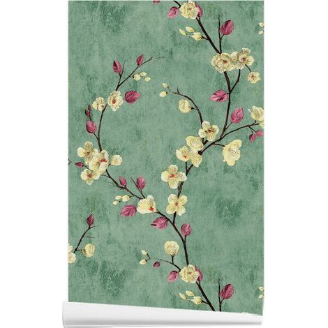 Papier Peint Auto-adhésif Fleuri Feuilles 44cmX300cm Vintage Autocollant Amovible PVC Vinyle Film Imperméable Meuble Decoratif Salon Salle de Bain Chambre Armoire (1/5)