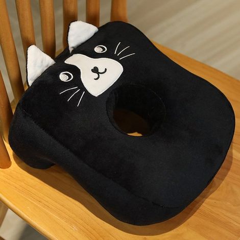 Almohada de apoyo para niños o almohada para tiempo boca abajo - Almohada de escritorio portátil - Espuma viscoelástica - Bonita almohada rosa con agujeros para las orejas - Almohada suave para dormir (1/2)