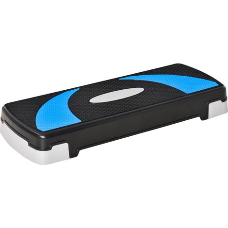 Stepper aérobique hauteur réglable 3 niveaux 80x31x20 cm noir bleu clair gris (1/5)