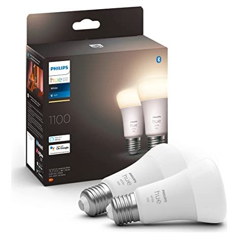 Philips – Lot de 2 ampoules LED E27 2x1050lm 75W – Lumière blanc chaud 2700K – Compatible avec Alexa, Google Assistant – Commande Bluetooth et Bridge