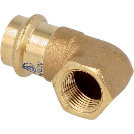 Raccord à sertir laiton rouge coude 90° 15 mm x 1/2'' FF contour V