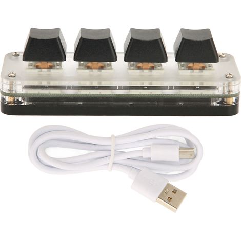 Clavier mécanique portable mini USB 4 touches programmable RGB pour gaming OSU et personnalisation HID