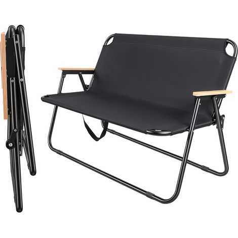 WILITTO Banc de jardin pliable 2 sièges – Capacité portante 226 kg - Facile à transporter - Tissu Oxford 600D - 110×44×71cm - Noir - Convient pour les fêtes en plein air, les barbecues et le camping (1/4)