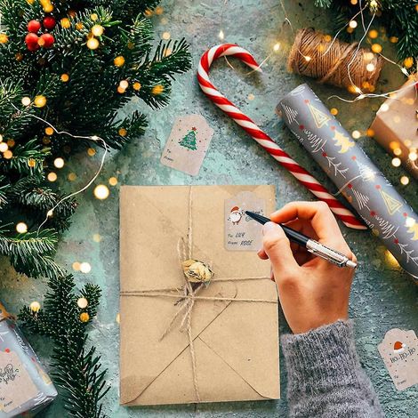 300 étiquettes cadeaux de Noël - Étiquettes autocollantes de 5 x 7,5 cm (2 x 3 pouces) pour cadeaux de Noël