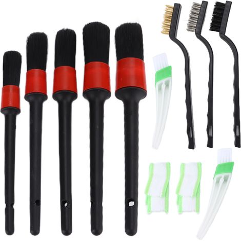 12pcs Brosse de Nettoyage Auto Détail Voiture Kit Outil pour Roues Intérieur Extérieur Tableau de Bord Siège (1/5)