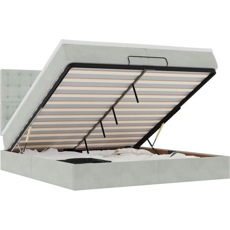 Maison Exclusive - Ottoman-Bett mit Matratzen & LEDs Hellgrau 200