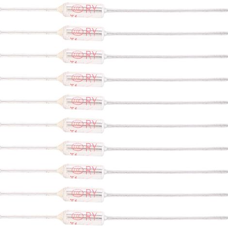 Lot de 10 Fusibles Thermiques Métalliques 250V 10A - Température 72°C à 240°C