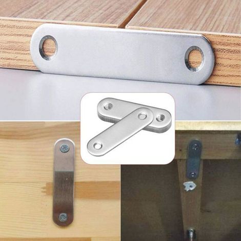 Équerre Plate Inox, Équerre de Fixation avec 20 Vis pour Fixation Meubles 10 Pcs 56x16mm (1/5)