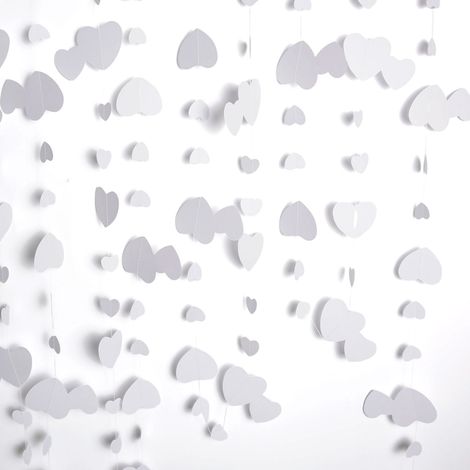 4 Pièces Guirlande Papier Cœur Blanc 4m Décoration Mariage Anniversaire Fête (1/5)