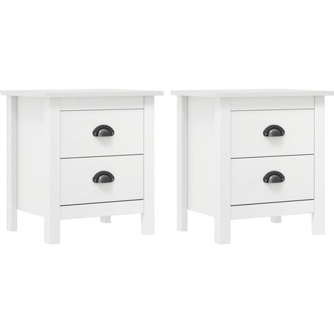 Lot de 2 Tables de chevet,Tables d'Appoint Industriel - Tables de Nuit Hill Blanc 46x35x49,5 cm Bois pin solide -BV74587 (1/5)