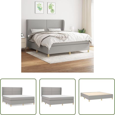 vidaXL Kopfteil - Boxspringbett mit Matratze Hellgrau 180x200 cm Stoff (1/5)