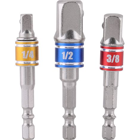 Lot de 3 rallonges pour tournevis électrique, adaptateur pour tournevis à emmanchement hexagonal 1/4 pouce, douille de vissage (1/5)