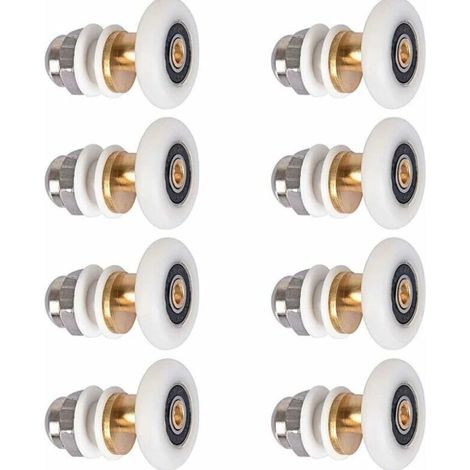 Lntyq Roulette Porte Douche, Roulettes De Porte Coulissante Cabine De Douche Porte Poulies Roue De Rechange Pour Rouleau Avec Diamètre De Roues 27mm, 8 Pièces (1/4)