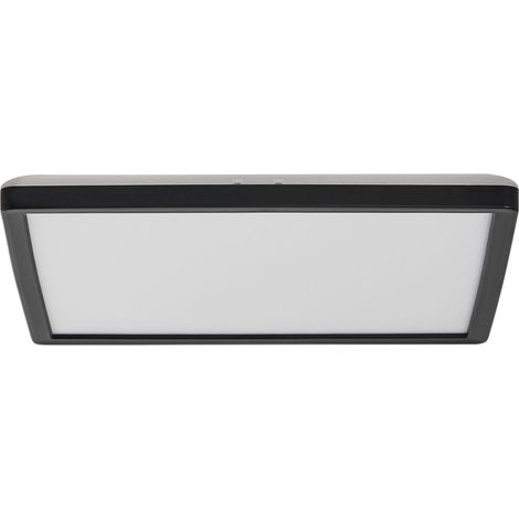 Beliani LED Ceiling Lamp Black Polypropylene Square Panel Flush Mount Synthetic Material, Integrated LED, Warm White, IP 44 (Waterproof), 30 x 30 x 3 cm TIVORA (1/5)