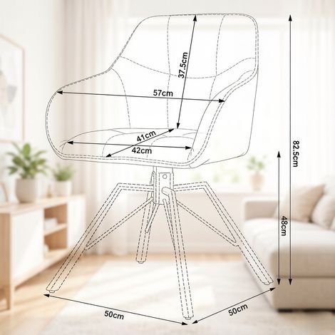 Chaises de salon, larges chaises de cuisine, chaise de salle à manger pivotante, chaises de cuisine avec dossier moelleux (2PCS chaises seulement) (1/5)