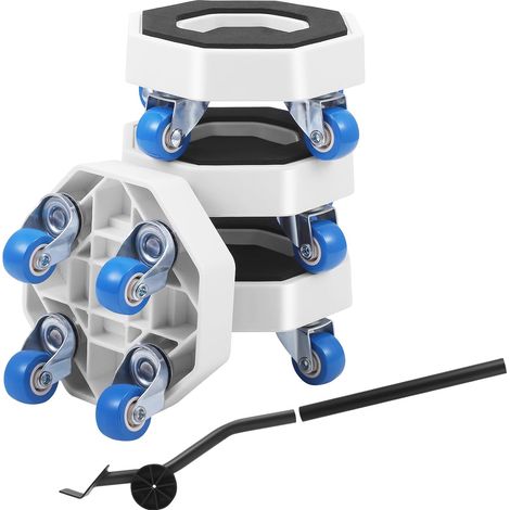 1 Kit Rouleau Meuble Lourd, Levier 55cm, Roulette Pivotante 360 Degrés, Acier Carbone, Pour Réfrigérateur Machine À Laver