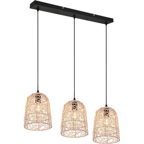 LOVIS SOSPENSIONE 3 DIFFUSORI IN RATTAN NATURALE L. 76CM (1/5)