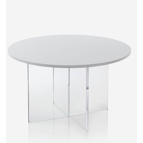 Runder Wohnzimmer-Beistelltisch Dalen 70 aus MDF mit Acrylplatte