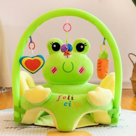 Fauteuil Bébé dès 3 Mois, Chaise d'Apprentissage en peluche Avec Tige de Jeu, Moelleux Siège de Soutien au Sol,Grenouille (1/4)