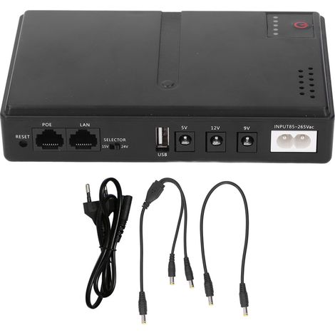 Mini alimentation électrique sans interruption, batterie de secours compacte UPS pour routeur domestique, caméra 36W 5V 9V 12V 2A, sortie cc, prise ue (1/5)
