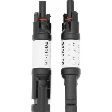 EASYCOMFORT Connecteur MC-4 avec diode, 10A/15A/20A DC1000V Diode Connecteur de panneau solaire parallèle MC-4 Mâle/Femelle PV Énergie solaire Photovoltaïque Adaptateur de câble solaire (10A) (1/5)