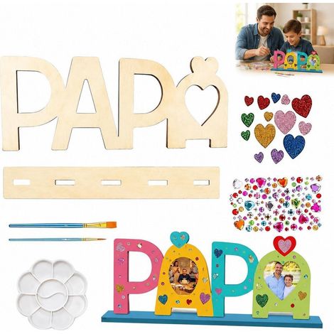 Holzbuchstaben Bilderrahmen Bastelset für Papa, DIY Geschenk Vatertag Geburtstag (1/4)