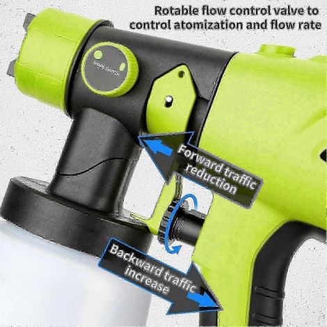 Pistolet à peinture sans fil 20 V pour DEWALT/Ryobi 20 V Max, 1000 ml, avec 4 buses et débit réglable NGreen (1/4)