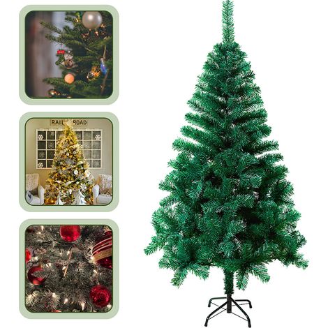 TolleTour Albero di Natale artificiale con base in ferro, rami folti, foglie in PVC, decorazione natalizia, 180 cm verde (1/5)