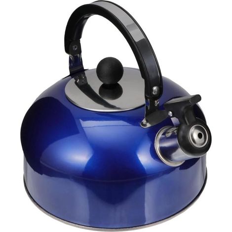 Bouilloire de 2 litres, compatible avec les cuisinières à gaz et les plaques à induction dimensions : 23 × 18,7 cm, bleue, à paroi épaisse (1/5)
