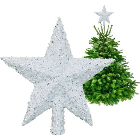Puntale per albero di Natale - Stella bianca con effetto riccio 3D 20 cm (1/5)