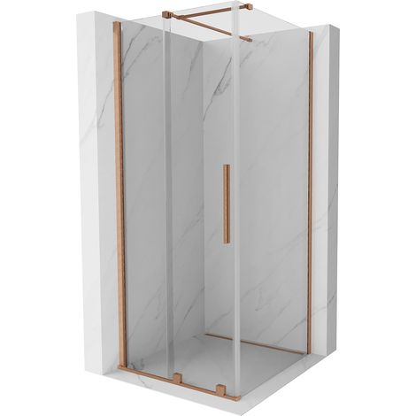Mexen Velar cabine de douche coulissante 120 x 120 cm, transparent, cuivre brossé - 871-120-120-01-65 (1/5)