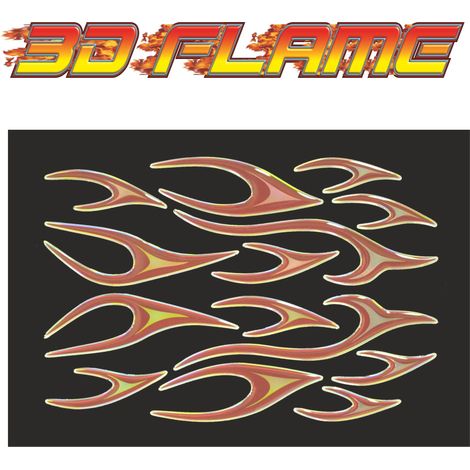 Adesivi Fiamme 3D Rosso Kit 14 Elementi Dimensioni foglio 34 x 23 cm (1/5)