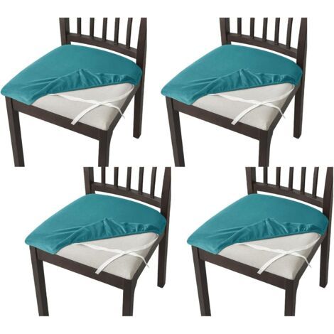Housse de chaise élastique, housse de chaise haute extensible, housse de chaise haute pour enfant - bleu-vert - ensemble de quatre pièces (1/4)