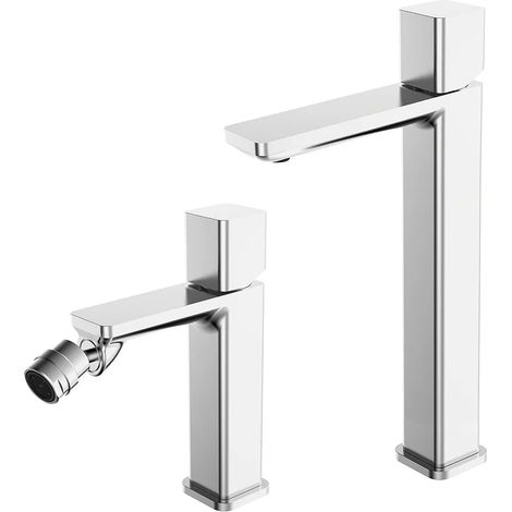 Set di rubinetti lavabo alto e bidet con manopola e scarico incluso Lotus (1/5)
