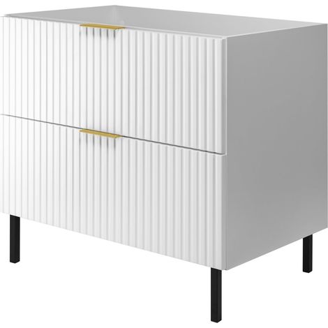 Mobile lavabo, Bianco, 80 x 77 x 46 cm, maniglia oro, gambe nere, senza piano (1/5)