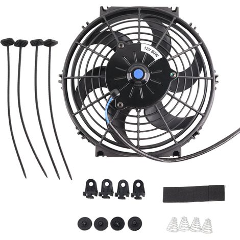 Ventilador eléctrico universal reversible delgado para radiador de coche CF003-BK de 14 pulgadas (35,5 cm), 90 W y 12 V con kit de montaje.