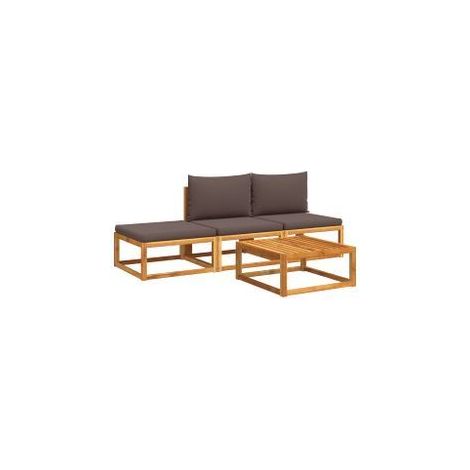Salon de jardin avec coussins 4 pcs bois d'acacia massif (1/5)