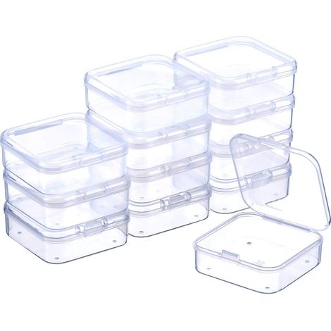 Durchsichtige Aufbewahrungsbox für Perlen aus Kunststoff mit Klappdeckel, geeignet zur Aufbewahrung von Perlen und anderen Gegenständen (2,12 x 2,12 x 0,79 Zoll). (1/5)