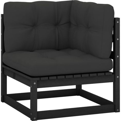 FIMEI Canapé d'angle de jardin avec coussins anthracite Bois de pin (1/5)