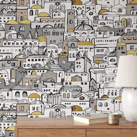 Carta da Parati Paesaggio Rurale in Fogli di Carta, 250x200cm (1/5)