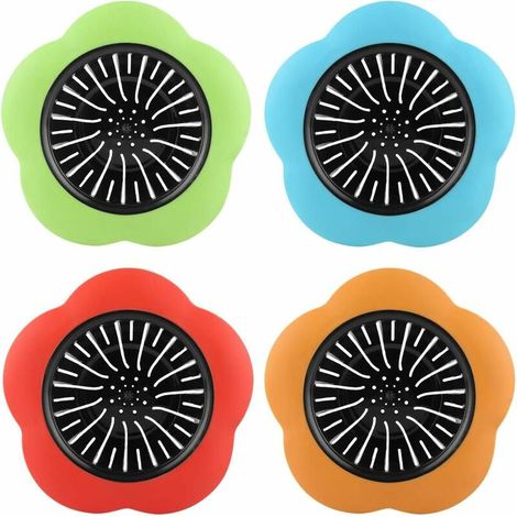 Lot de 4 bouchons de vidange en plastique en forme de fleur pour évier, accessoires de cuisine et de salle de bain