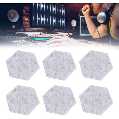 Panneaux Acoustiques Hexagonaux [12 Pièces] - Panneaux Absorbants Haute Densité, Isolation Acoustique, Bord Incliné 14x12x7cm Gris Clair (1/5)