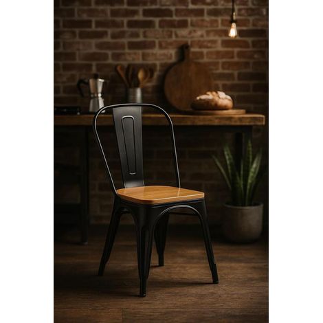 Sillas Comedor - Silla Torix Madera Natural - Negro mate (1/3)