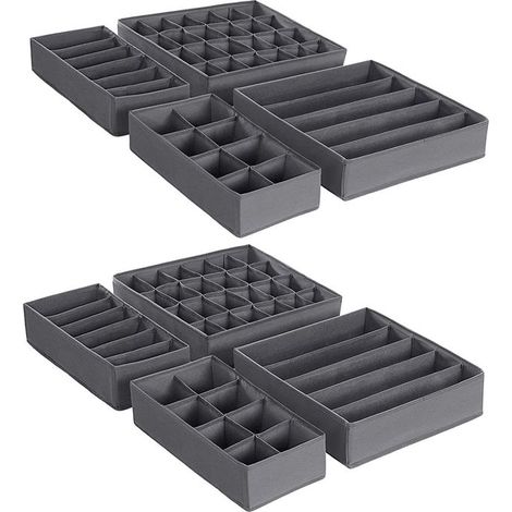 8er-Set Aufbewahrungsboxen für Unterwäsche und Kosmetikartikel, grau (1/5)