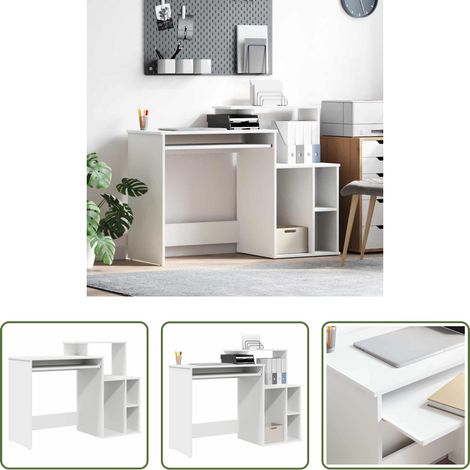 Rangement - Bureau avec tiroir Blanc 120,5 x 44 x 88,5 cm Bois d'ingénierie (1/5)