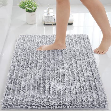 Tapis de bain ultra doux épais absorbant antidérapant lavable en machine pour salle de bain et douche (1/5)